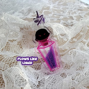 Hercules Mortal Potion Bottle Quicksand Keychain | Mortal Potion Head Skull Purple Sand Shaker Keychain For Hades God Of The Underworld Fan