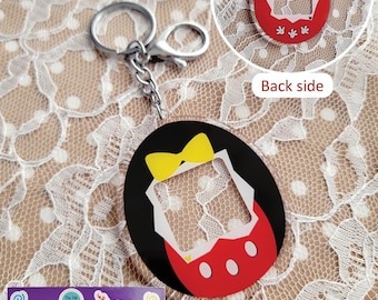 Fab Five Tamagotchi Set [Keychain + Sticker Sheet] | 90s Tamagotchi-Inspired Disney | Double-Sided Acrylic Keychain Design and Sticker Sheet