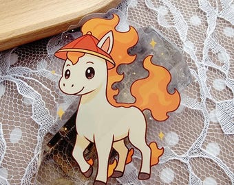 Ponyta Pocket Monster Sticker | Year of the Horse | Lunar New Year | Kawaii Fire Horse | 2" Wide Clear Glossy Waterproof Laptop Decal