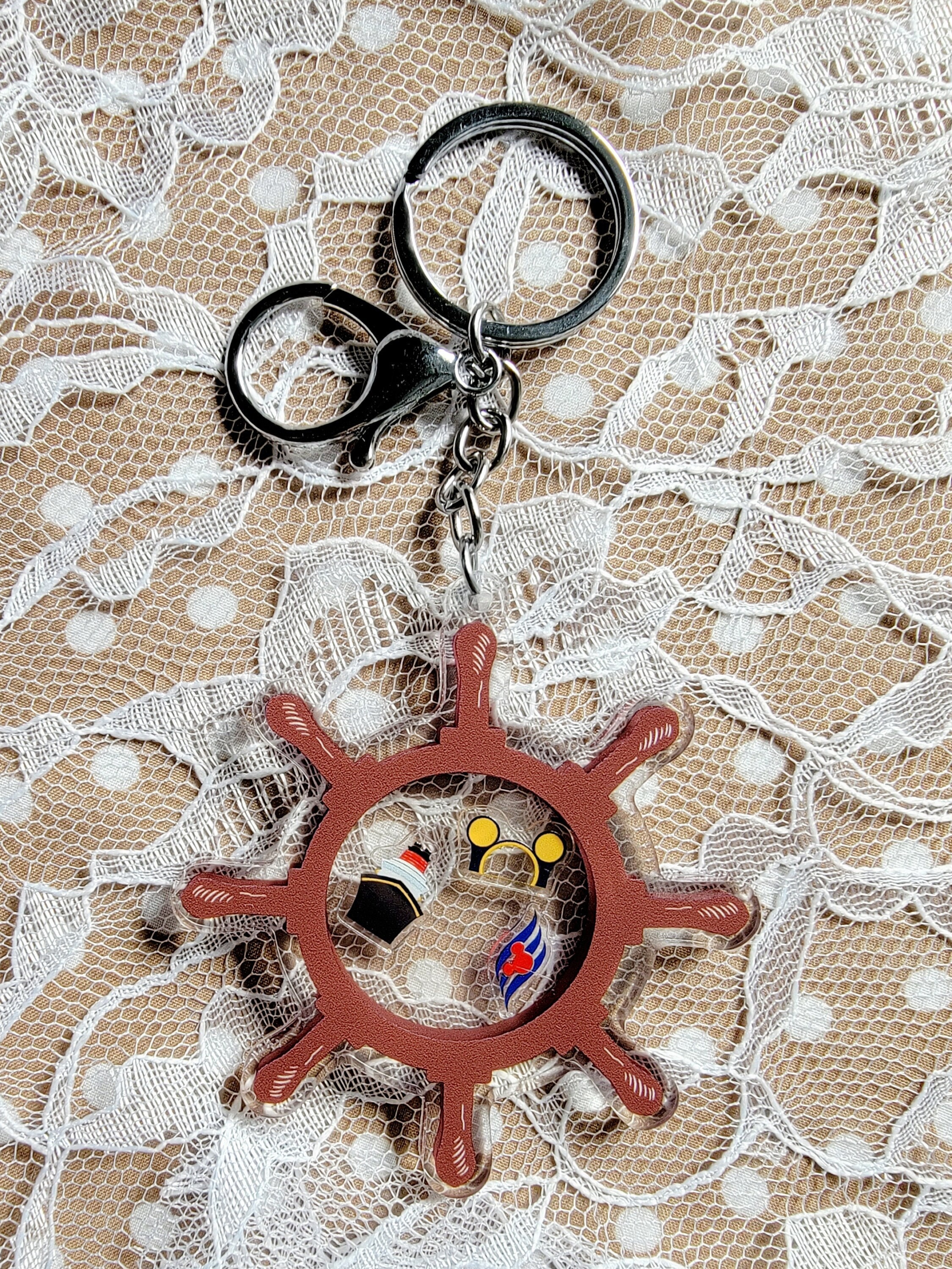 Captain's Helm Shaker Keychain Featuring Disney Cruise-inspired