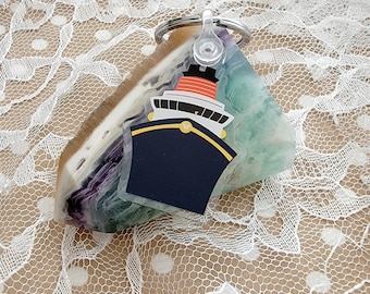 Cruise Ship Acrylic Keychain with Hidden Mouse Ears | Cruise Fish Extender Backpack Charm Gift Idea For Cruise Lovers