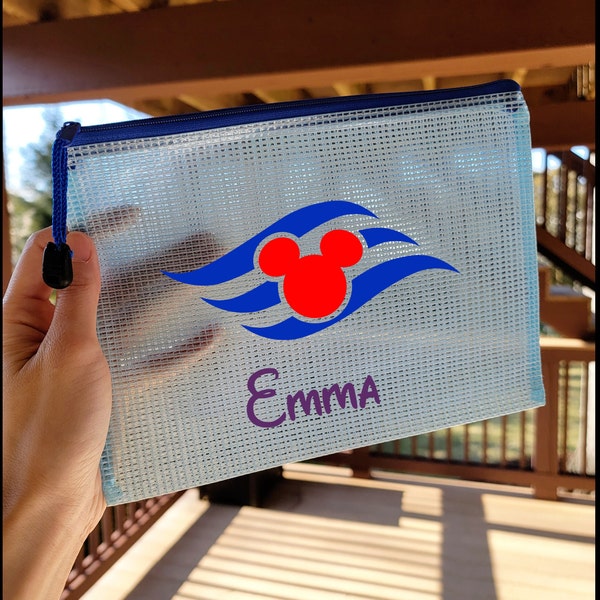 Wet Dry Travel Pouch Design Inspired By Disney Cruise Line For Fish Extender Gift Exchange | DCL Zipper Travel Pouch Travel Bag
