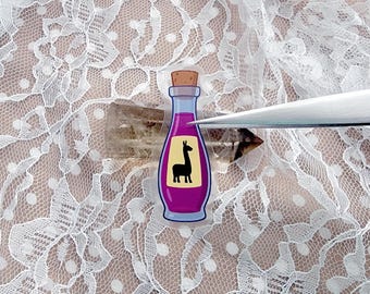 Yzma's Llama Potion Extract Bottle | Kuzco's Purple Poison Sticker | Villain Elixir Aesthetic Sticker for Water Bottle | Clear Vinyl Decal