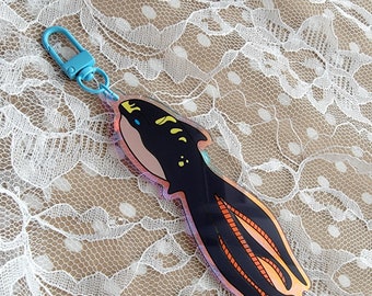 Iridescent Purrgil Acrylic Keychain With Light Blue Swivel Charm | Wars Star Whales Backpack Charm