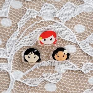 Princess Claw Machine Fillable Keychain Charms Booster Packs | Double-Sided Acrylic Charms for Shaker Keychain | Three Fairy Tail Princesses