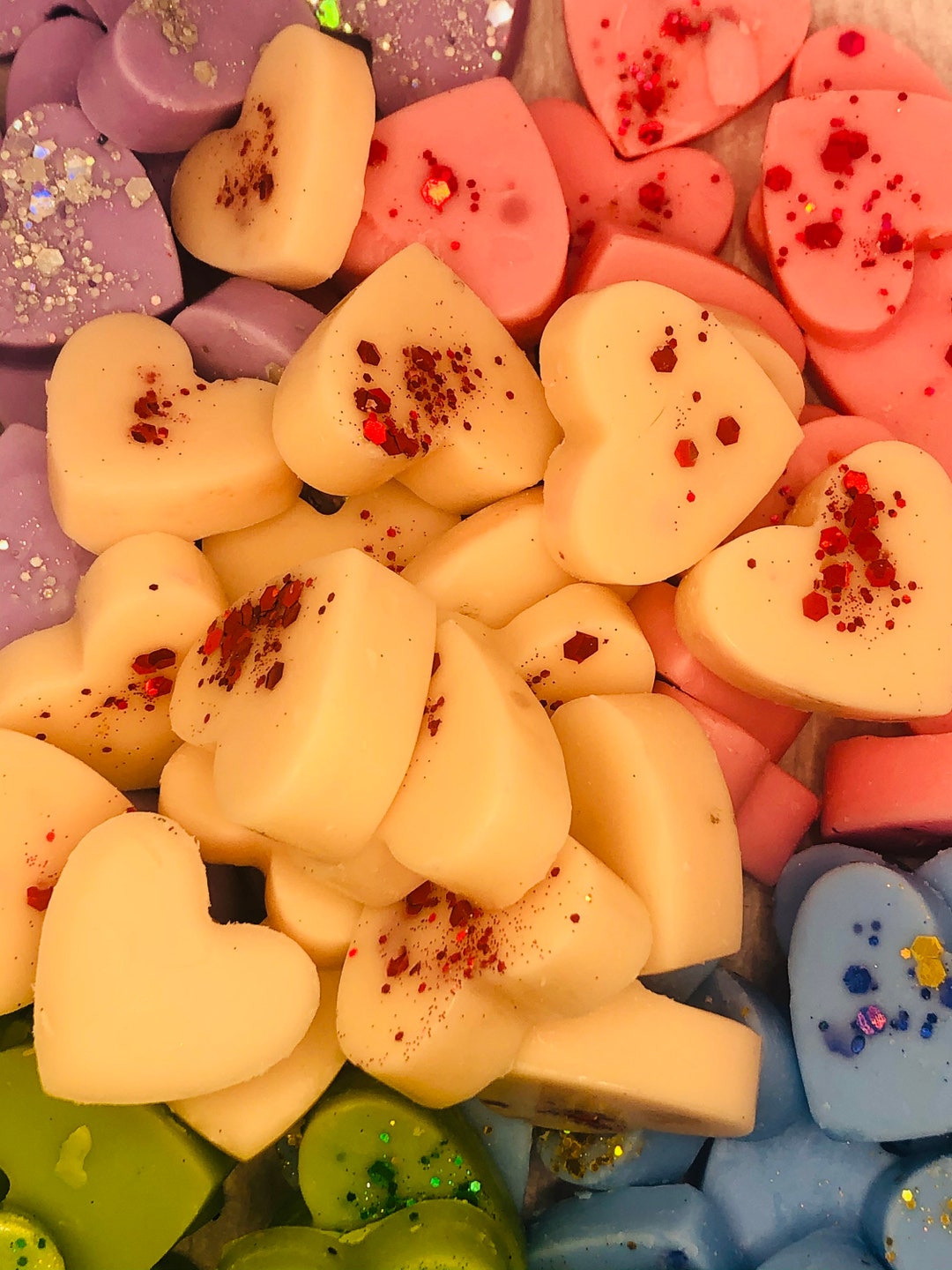 Heart Shaped Wax Melts ,20 Wax Melts , Highly Fragrant , Dessert Wax