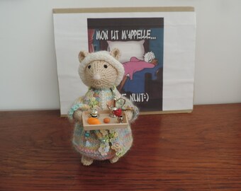 handgestricktes Hamstermaus-Spielzeug &quot;Nachtwäsche&quot;