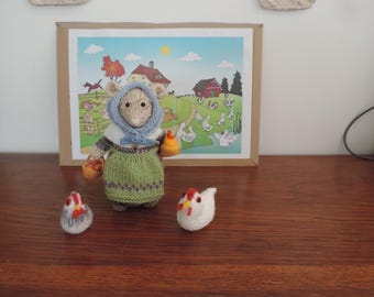 handgestrickte Wollmaus &quot;der Bauer&quot;
