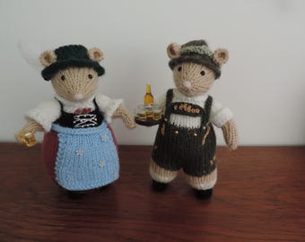 handgestricktes Mäusepaar &quot;Bayern&quot;