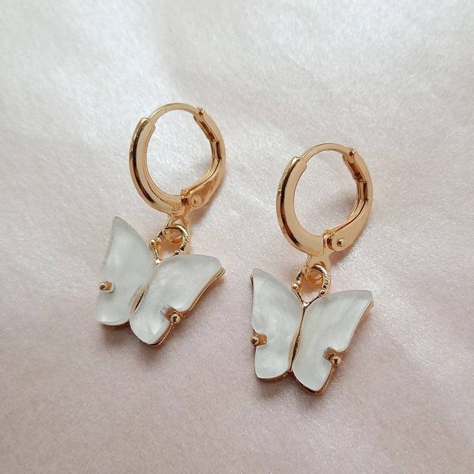 Kpop women's earrings 2021 trend colorful butterfly resin | Etsy