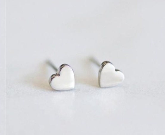 Tiny Silver Heart Stud Earrings Stainless Steel Heart Stud Earrings H…
