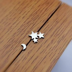 Star Earrings, Star Stud Earrings, Constellation Earrings, Moon And Star Earring Set, Silver Dainty Earrings,Celestial Earrings,Jewelry Gift