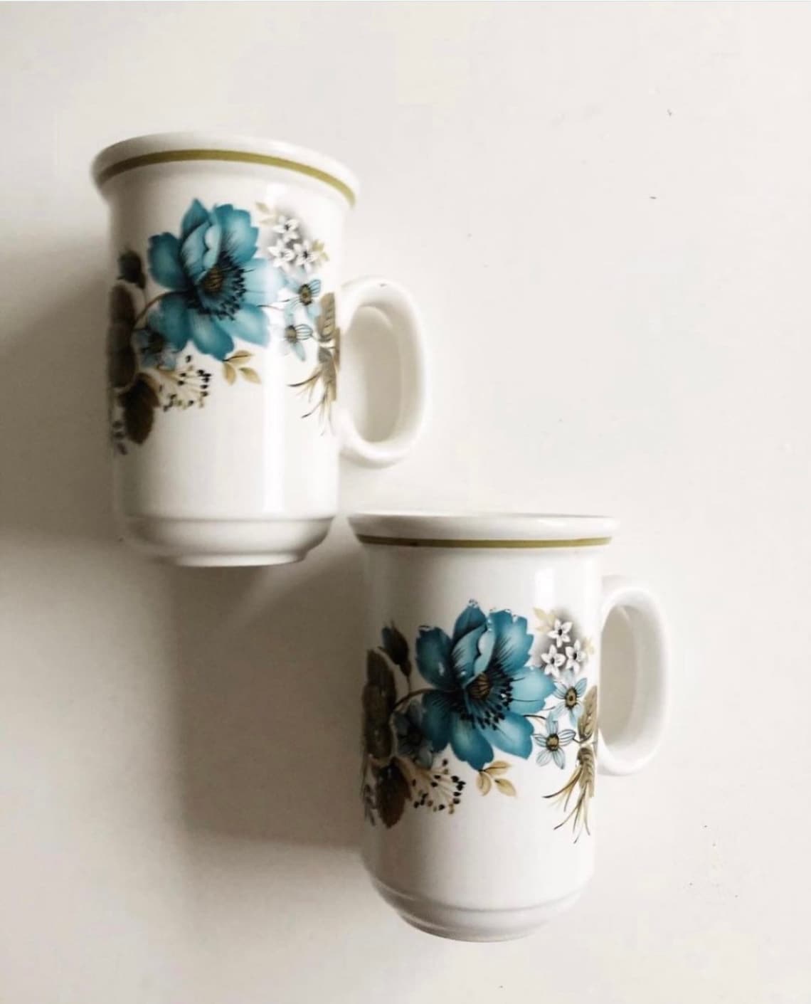 Vintage Churchill England tall floral mugs. Etsy