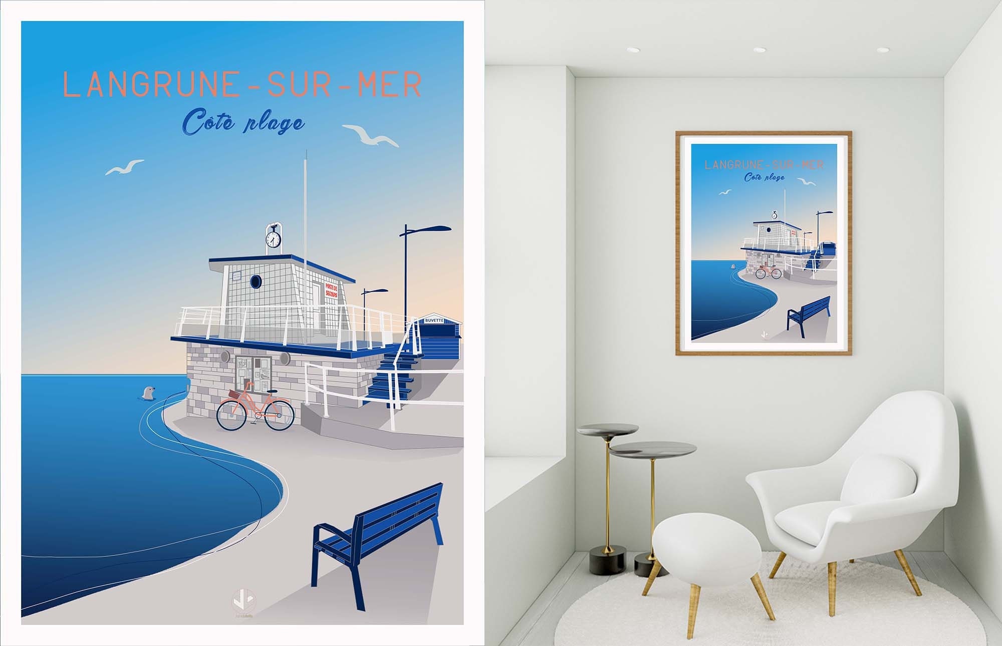 Affiche - Langrune sur Mer Côté Plage