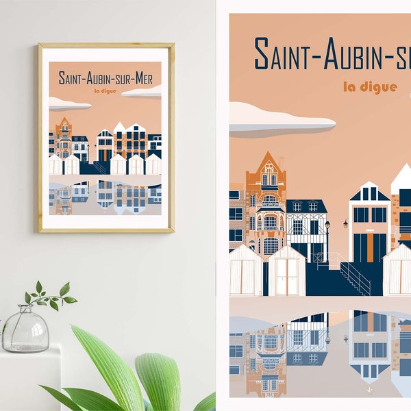 AFFICHE-Saint Aubin sur Mer-la digue-A3