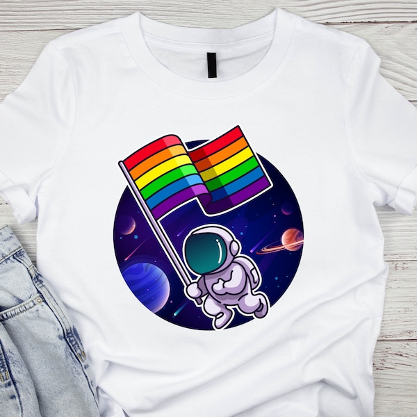 LGBTQ Astronaut Shirt, Pride Space Shirt, Gay Pride Ally Shirt, Pride Flag Shirt