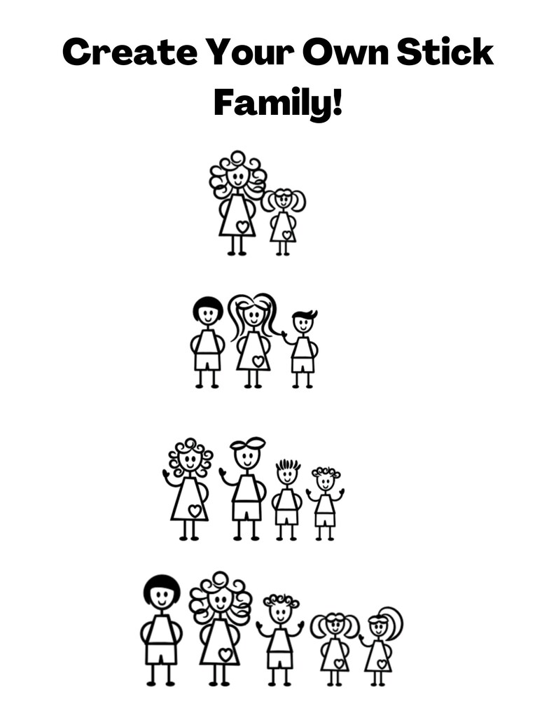 Create Your Own Stick Figure Family personalized Stick Figure Etsy