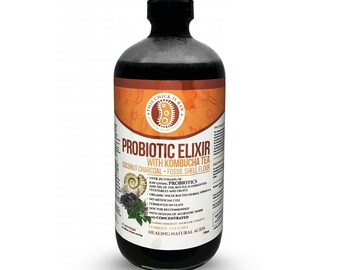 This Chick Is Raw Coconut Charcoal and Fossil Shell Flour Probiotic Elixir w/ Kombucha Tea