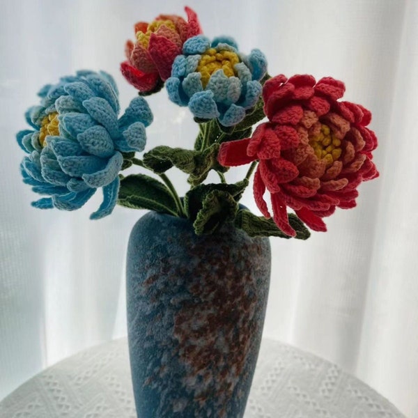 Crochet Dahlia,Finished Product,Knitted Flowers,Living Room Decoration,Gift for ,Birthday,Anniversary,Wedding