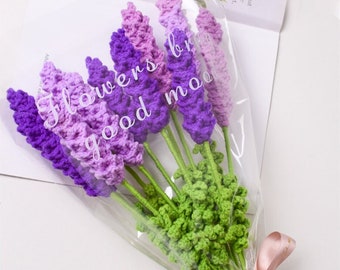 Häkelblumen Blumenstrauß, Lavendel gehäkelt, handgemachte Gestrickte Blumen, Geschenk für Sie, Muttertagsgeschenk, Geburtstagsgeschenk Blume, Häkelblumen