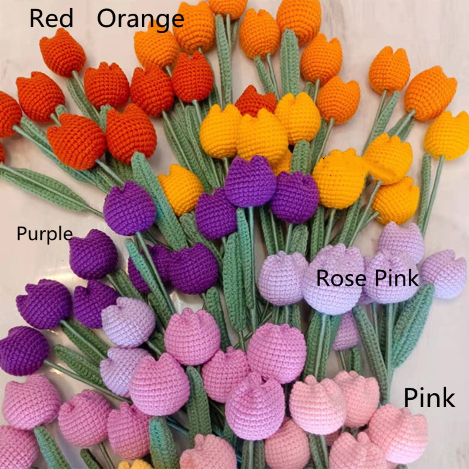 Crochet Tulip Finished Crochet Tulip Handmade Knitted Etsy