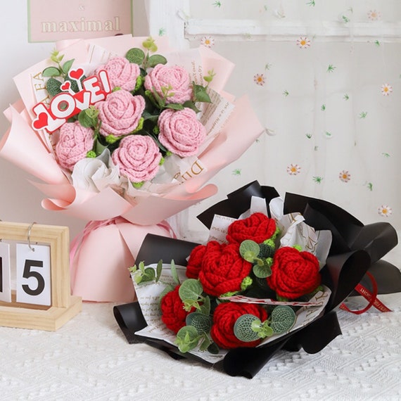 Creativo romantico rosso/rosa/blu rosa Bouquet di fiori blocchi di  costruzione per sempre amore mattoni fai da te Set giocattoli per ragazze  regalo di compleanno
