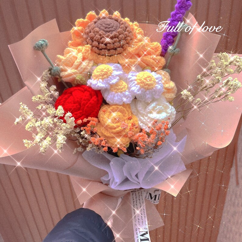 Crochet Flowers Bouquet Handmade Knitted Bouquet Gift for Etsy