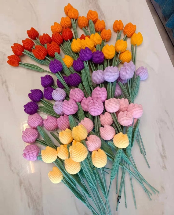 Tulpe Häkeln Blume Handgemachte Gestrickte Blume Geschenk Für