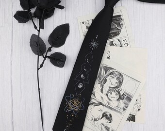 Black Rose Necktie, Necktie For Boys, Necktie For Girls, Birthday Christmas Gift Necktie