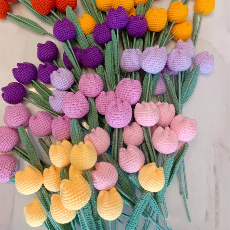 Crochet Tulip Finished Crochet Tulip Handmade Knitted Etsy