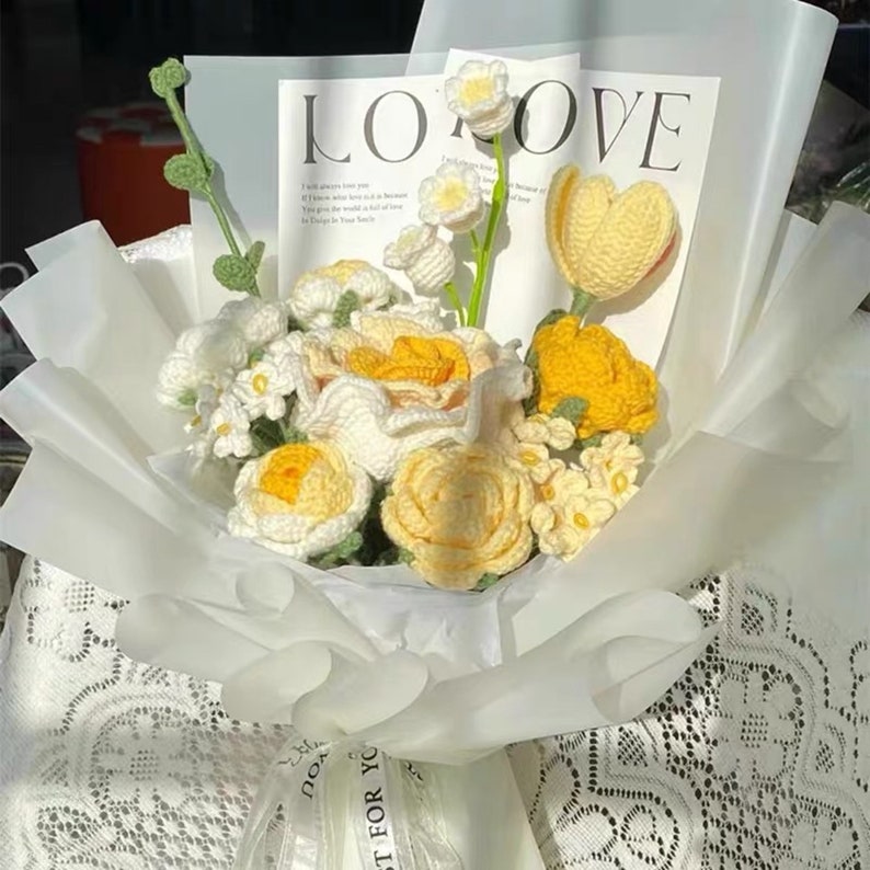 Handmade Flowers Bouquet Crochet Flower Bouquet Bouquet for Etsy