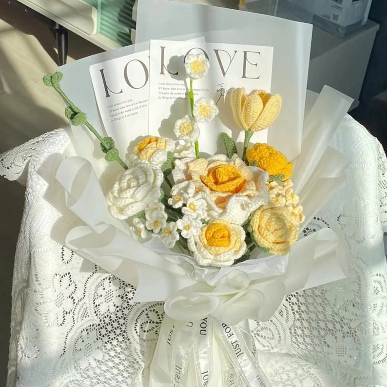 Handmade Flowers Bouquet Crochet Flower Bouquet Bouquet for Etsy