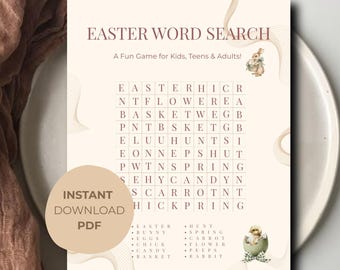 Easter Word Search Printable | Fun Easter Activity for Kids & Families | Easter Party Game | Classroom Worksheet | Instant Download
