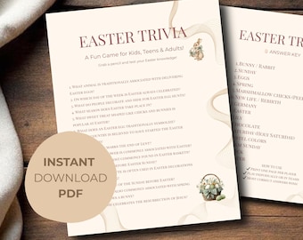 Easter Trivia Game Printable | Fun Easter Quiz for Kids & Families | Easter Party Game | Classroom Activity | Instant Download | Printable