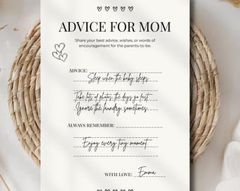 Baby Shower Advice for Mom Cards Printable | Wishes for Baby Keepsake Game 5x7 | Gender Neutral Baby Shower Activity | Instant Download