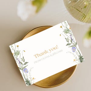 Wildflower Thank You Card Template, Editable Thank you Card, Printable Thank You Card, Wildflowers Thank you, Wedding Thank you Cards