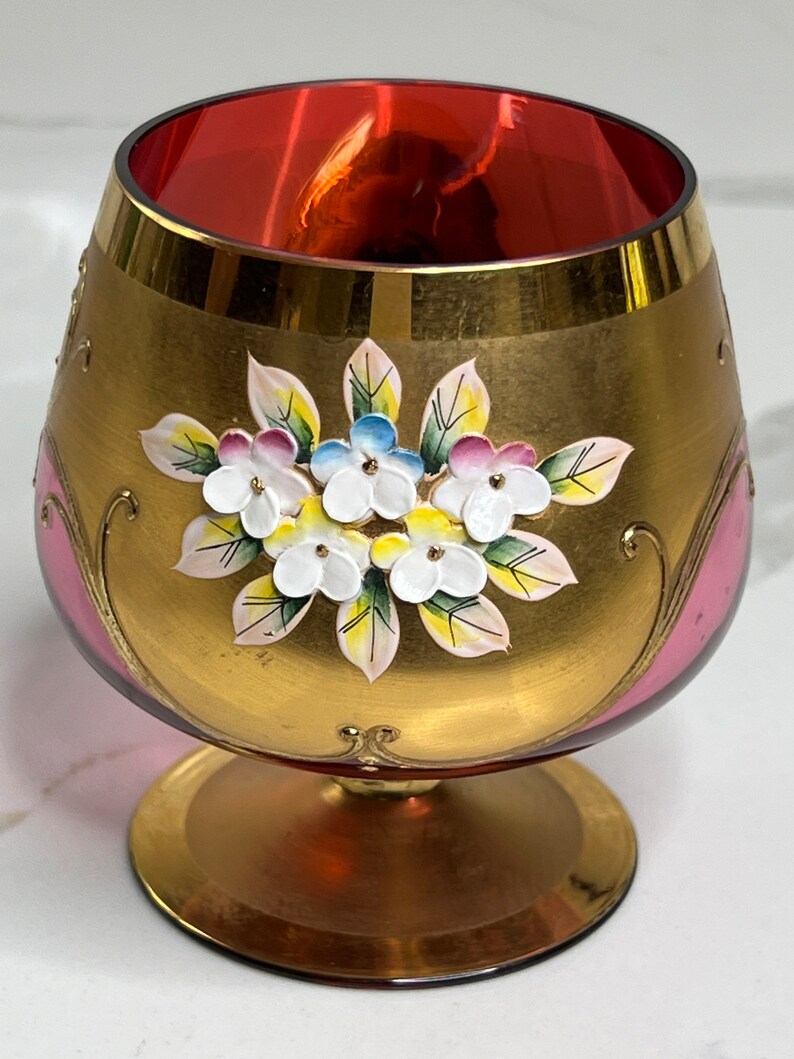 Moser Czech Bohemian Glass Brandy Snifter 24K Gold Overlay Etsy