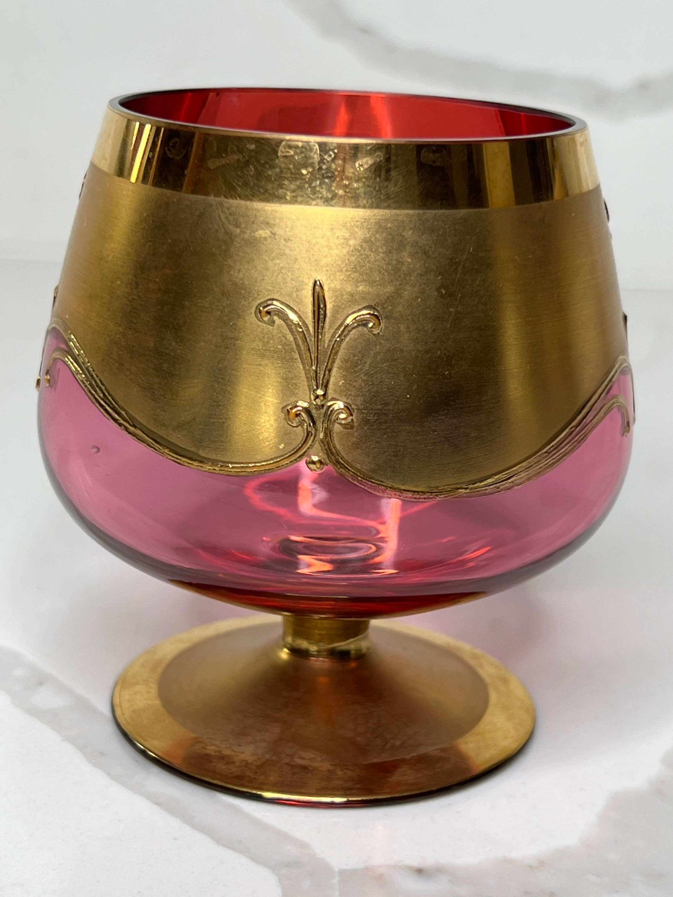 Moser Czech Bohemian Glass Brandy Snifter 24K Gold Overlay Etsy