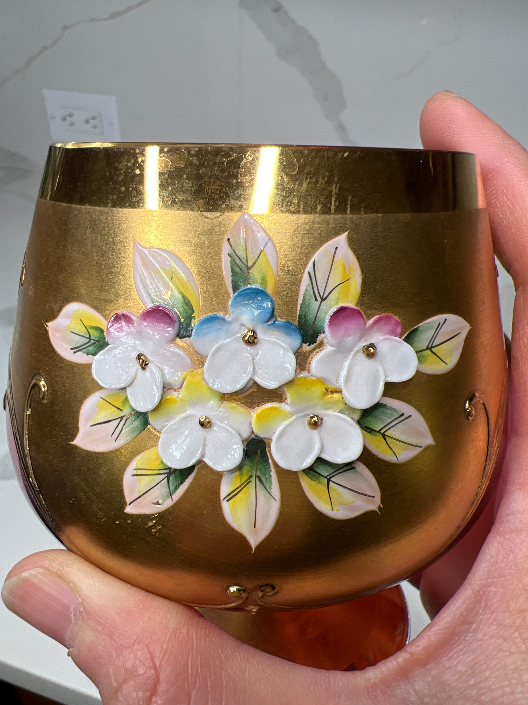 Moser Czech Bohemian Glass Brandy Snifter 24K Gold Overlay Etsy