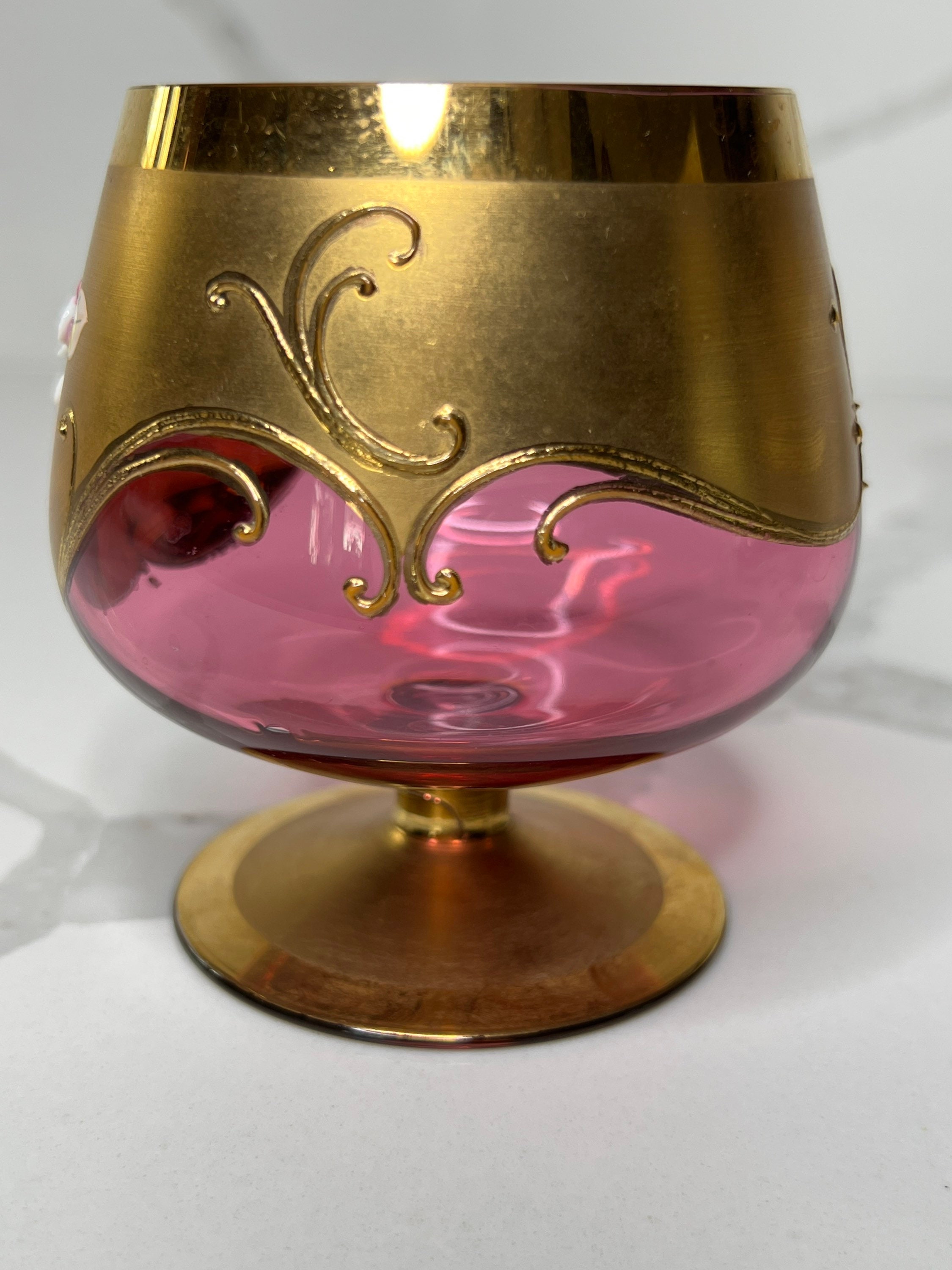 Moser Czech Bohemian Glass Brandy Snifter 24K Gold Overlay Etsy