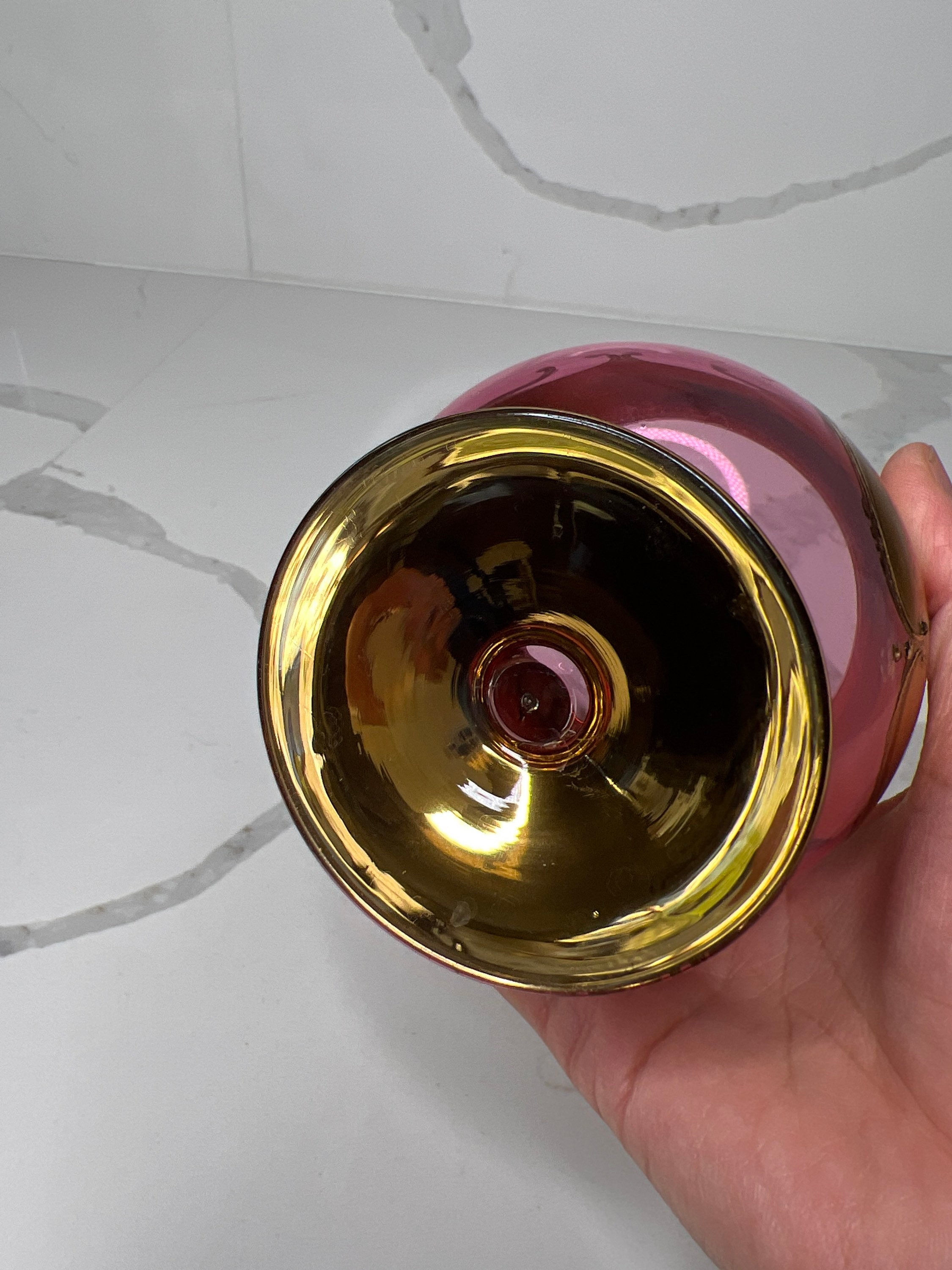 Moser Czech Bohemian Glass Brandy Snifter 24K Gold Overlay Etsy