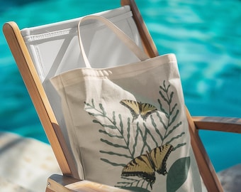 Canvas Einkaufstasche, wiederverwendbare Schmetterling Botanische Einkaufstasche