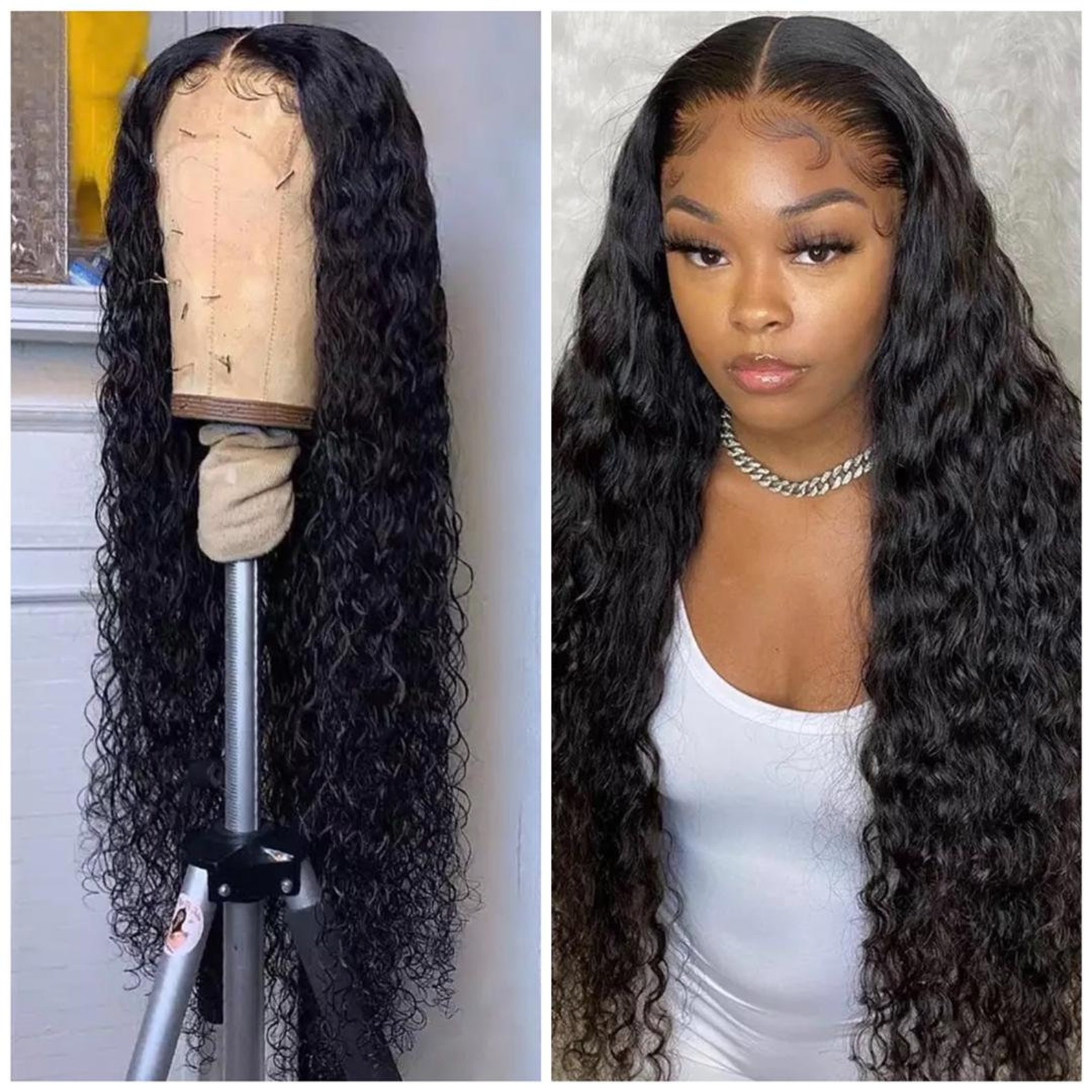 Curly Lace Front Human Hair Wigs 28 30 Inch 13x4 Deep Wave | Etsy