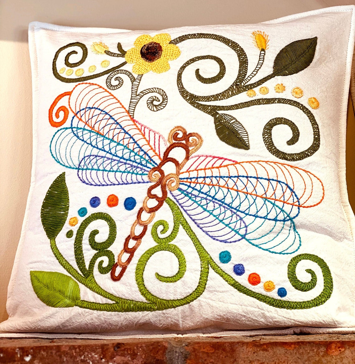 Dragonfly Pillowcase Hand Embroidery Etsy