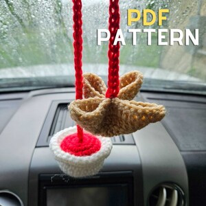 Crab Rangoon with Sauce Mirror Hanger Car Decor PDF Pattern