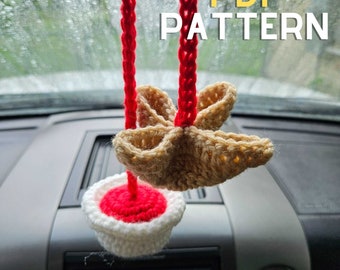 Crab Rangoon with Sauce Mirror Hanger Car Decor PDF Pattern