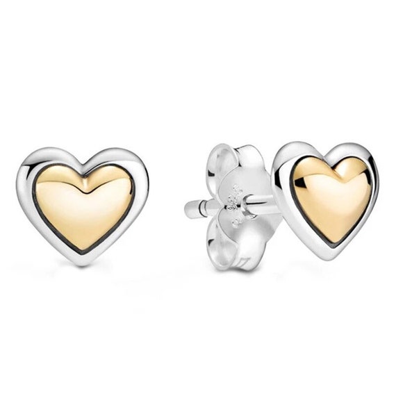 Domed Golden Heart Stud Earrings 100 