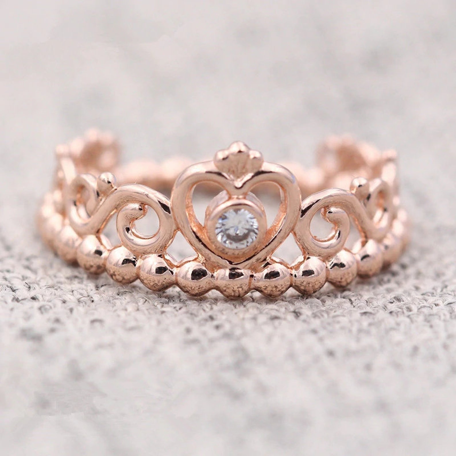 My Princess Tiara Ring Rose Gold Plated & CZ Pandora - Etsy