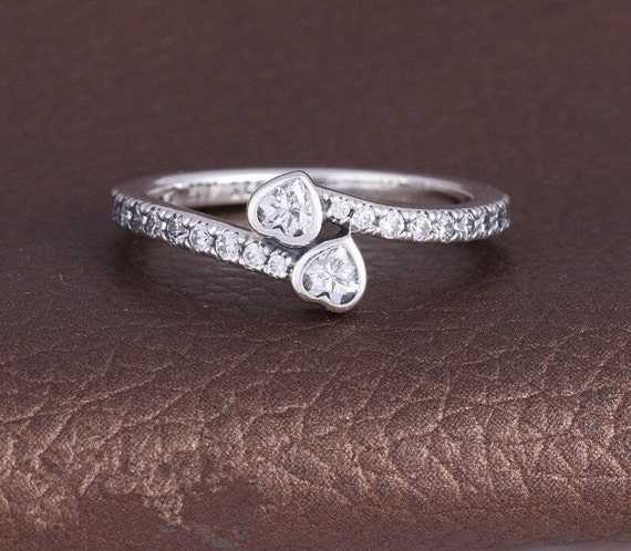 Two Sparkling Hearts Ring Forever 