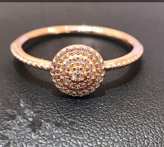 Elegant Sparkle Ring Rose Gold Plated 